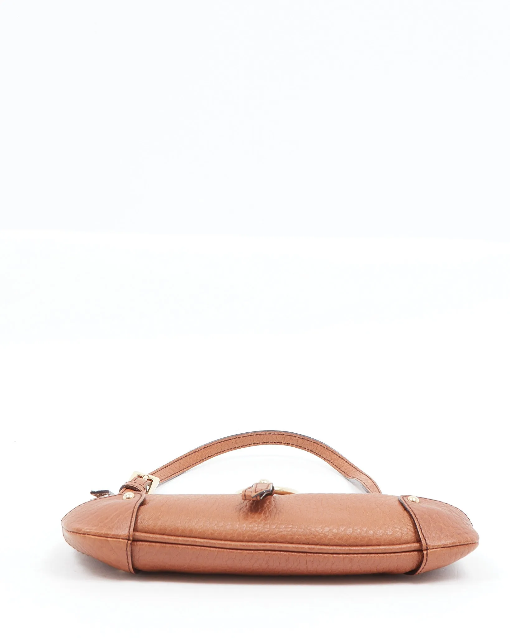 Dolce & Gabbana Brown Leather Mini Jewelled Baguette Shoulder Bag