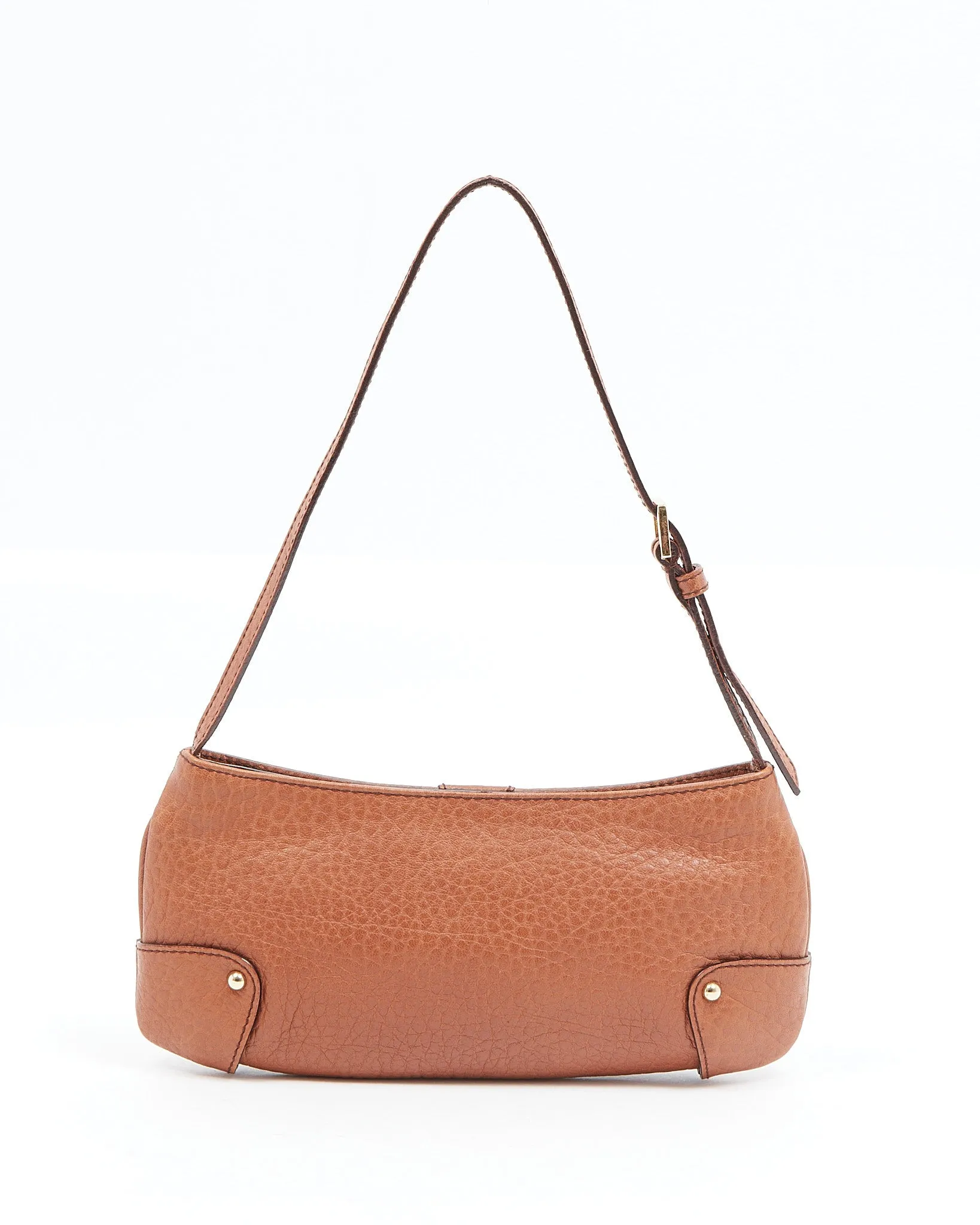 Dolce & Gabbana Brown Leather Mini Jewelled Baguette Shoulder Bag