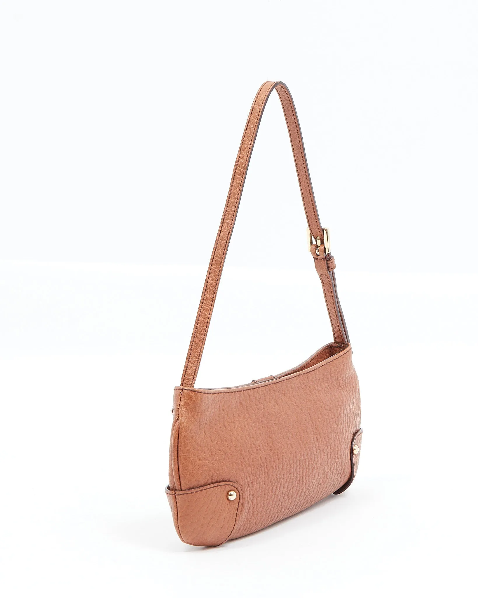 Dolce & Gabbana Brown Leather Mini Jewelled Baguette Shoulder Bag