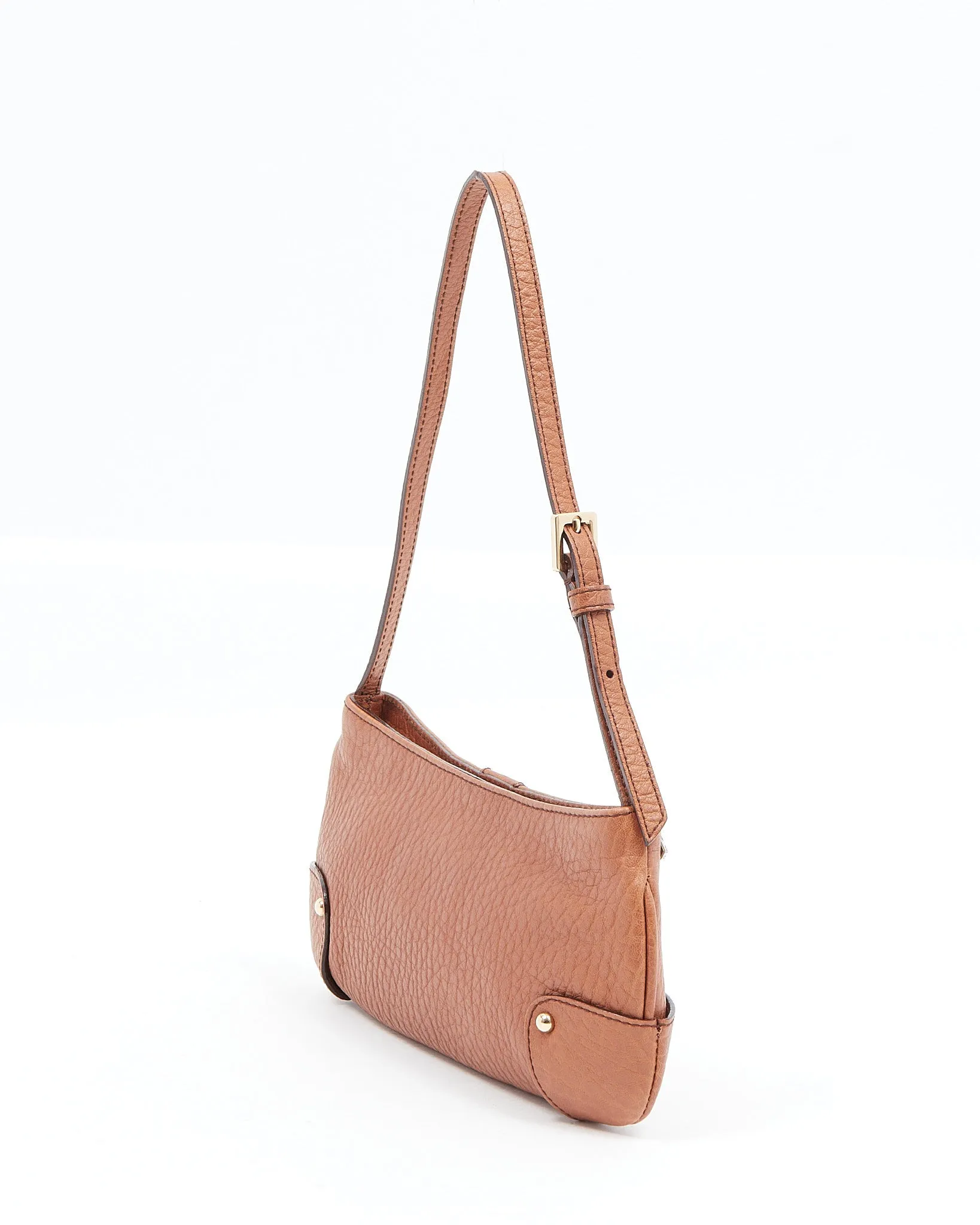 Dolce & Gabbana Brown Leather Mini Jewelled Baguette Shoulder Bag