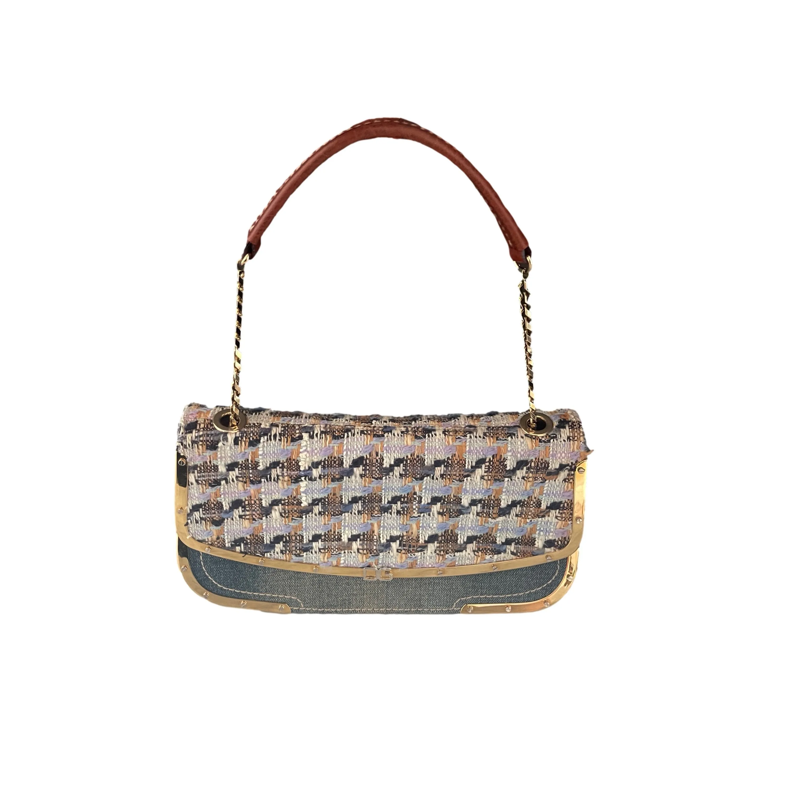 Dolce & Gabbana Mixed Media Tweed Shoulder Bag