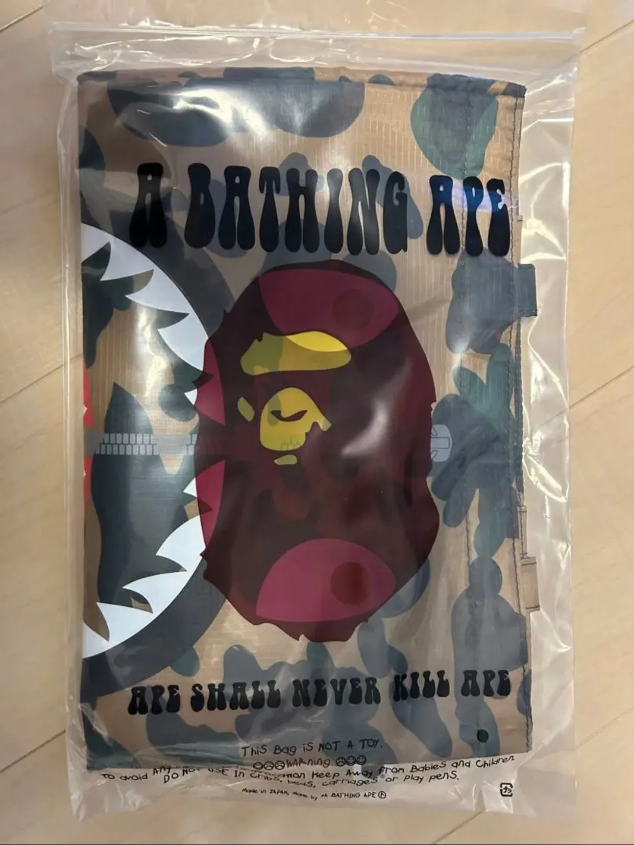 DS! A Bathing Ape Bape Ripstop Nylon Shark Logo Tote Bag