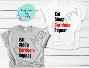 Eat sleep cornhole repeat T-SHIRT