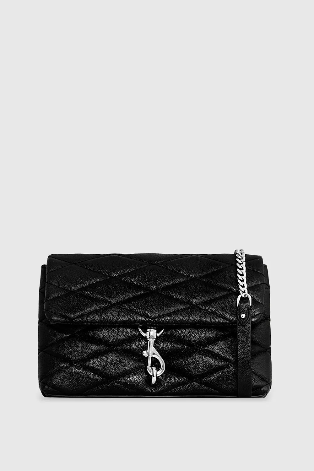 Edie Flap Shoulder With Diamond Quilt Bag In Black