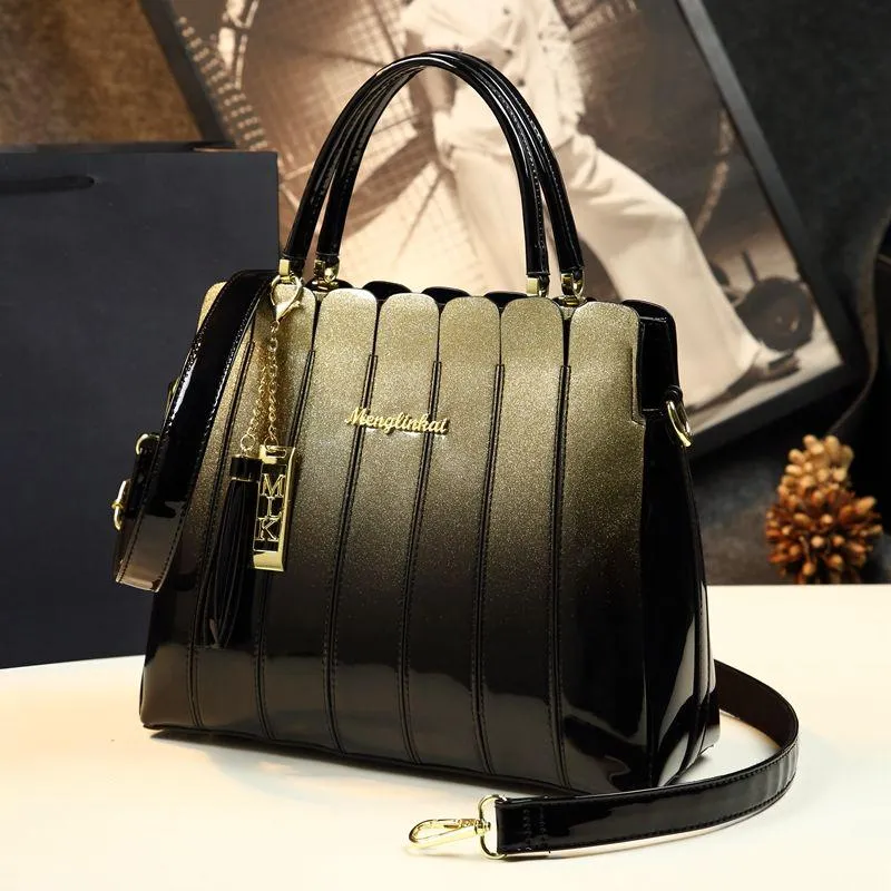European  American Fashion Personality Handbag Large Capacity Patent Leather Slung Shoulder Bag