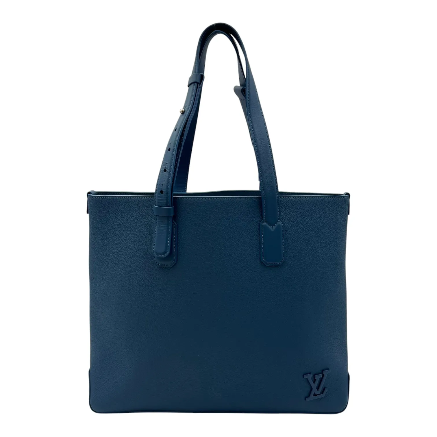 Fastline Tote Bag Blue in Taurillon Leather, Lacquered Metal hardware