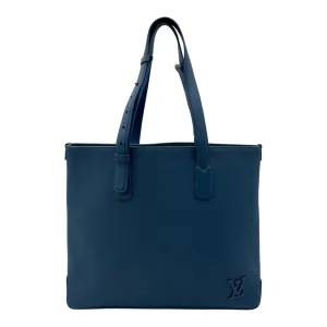 Fastline Tote Bag Blue in Taurillon Leather, Lacquered Metal hardware