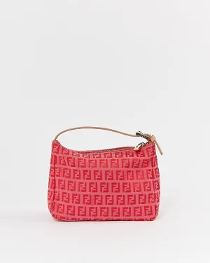 Fend Red/Pink Zucchino Canvas Pochette Bag