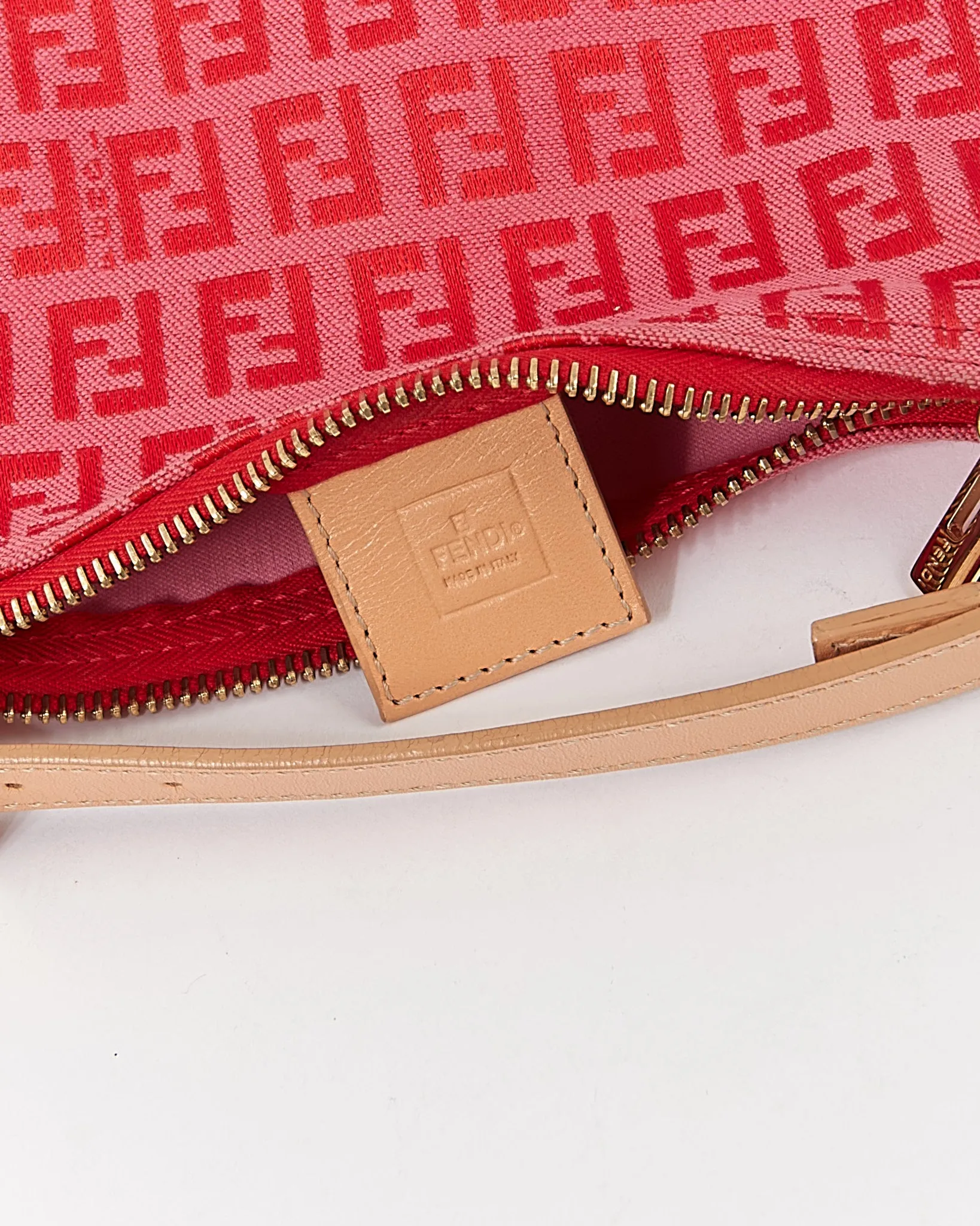 Fend Red/Pink Zucchino Canvas Pochette Bag