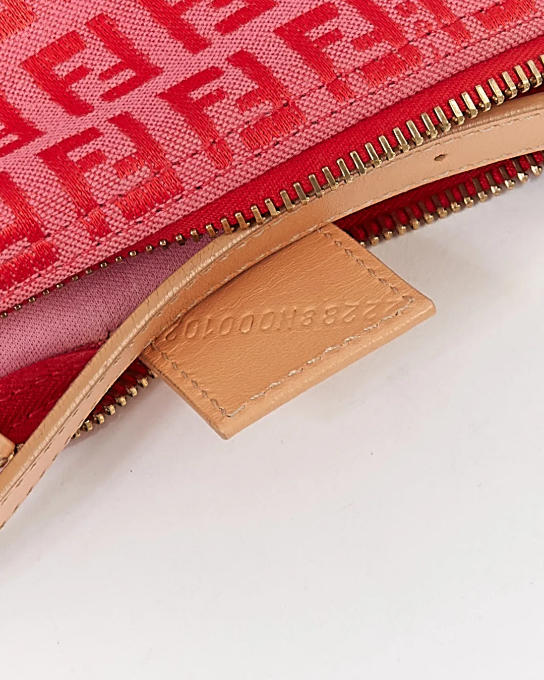 Fend Red/Pink Zucchino Canvas Pochette Bag