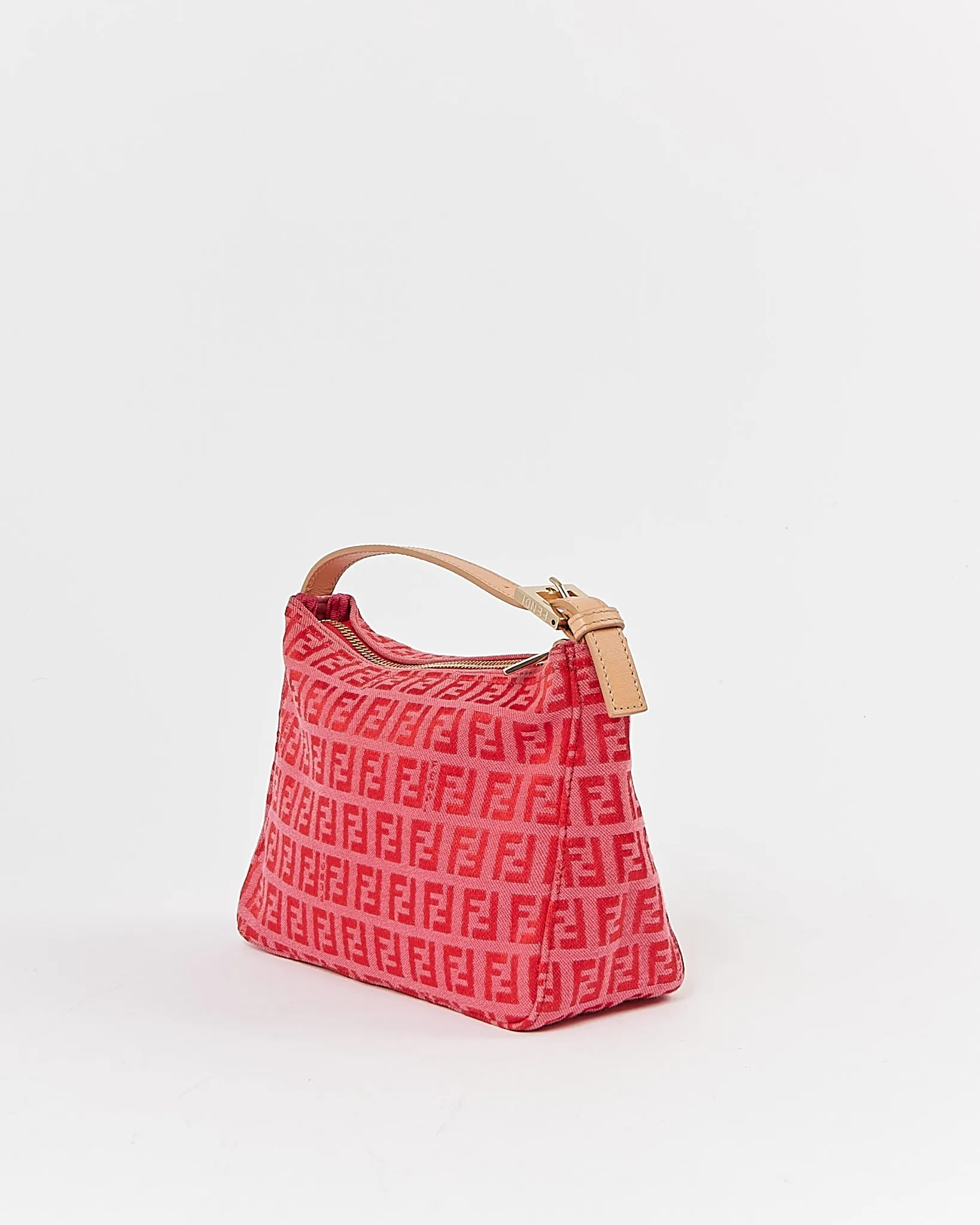 Fend Red/Pink Zucchino Canvas Pochette Bag