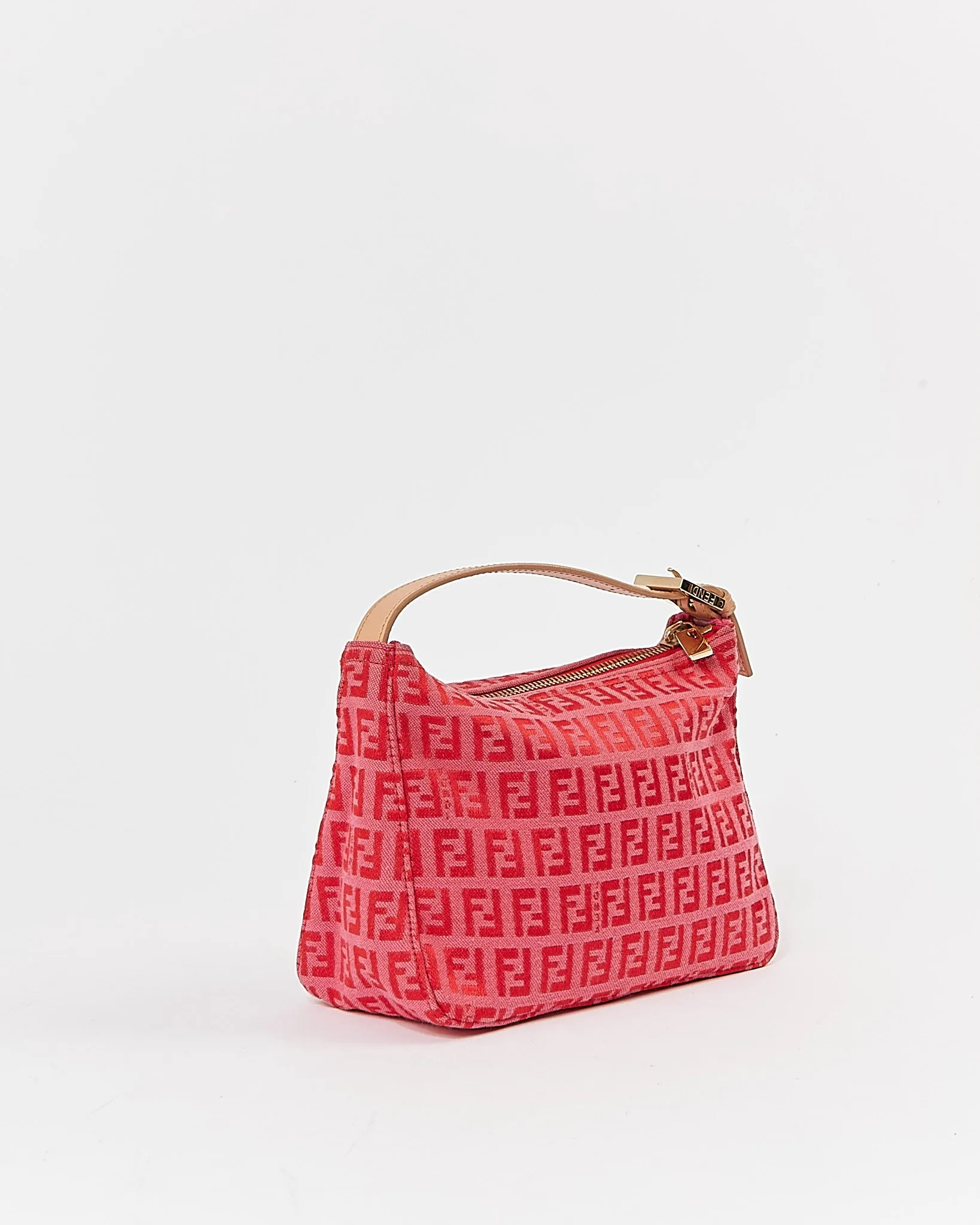 Fend Red/Pink Zucchino Canvas Pochette Bag