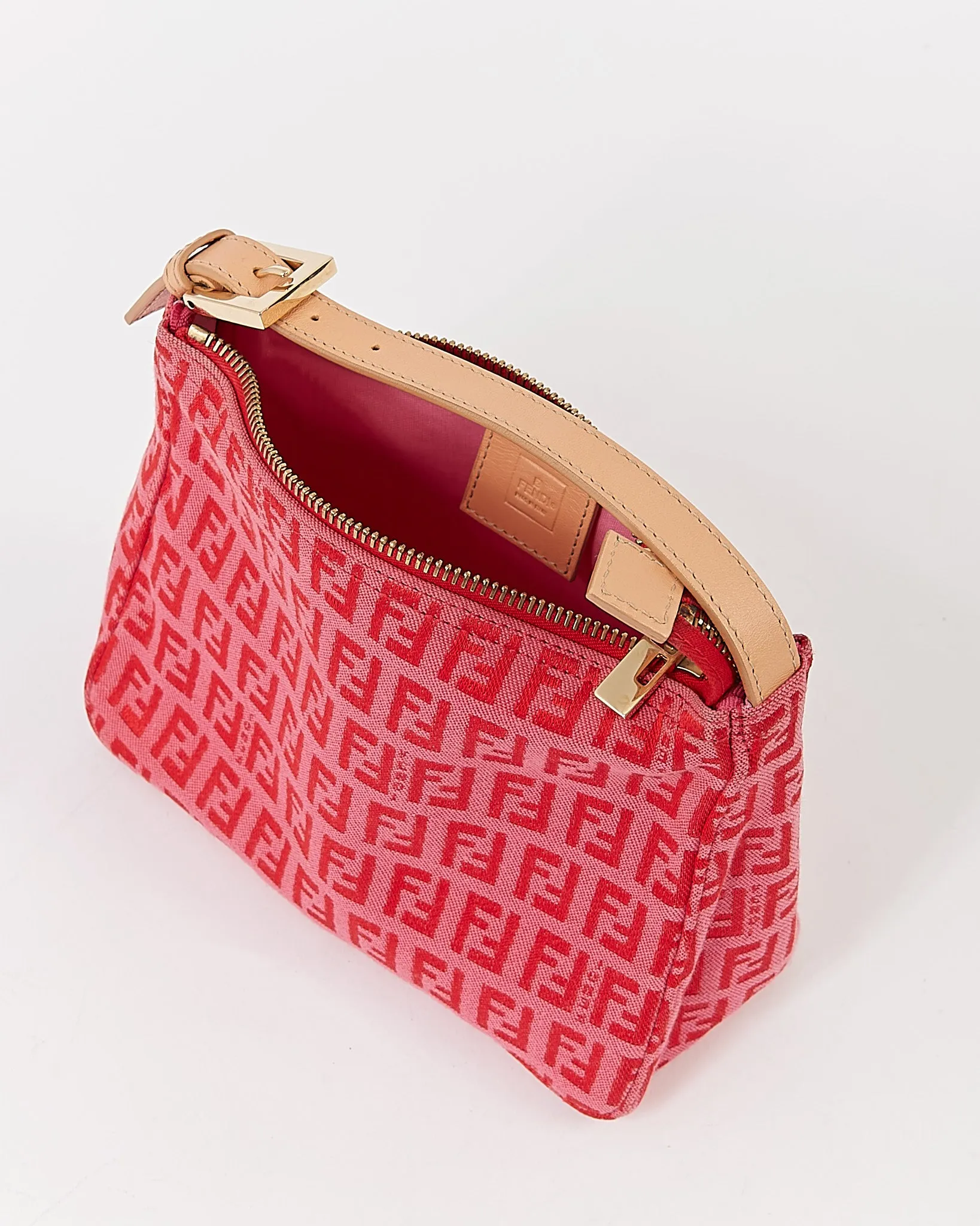 Fend Red/Pink Zucchino Canvas Pochette Bag
