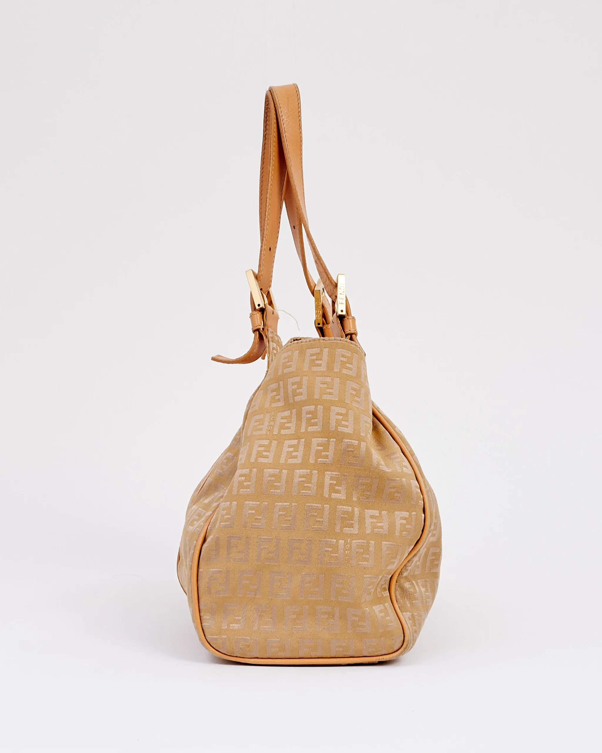 Fendi Beige Zucchino Print Canvas Shoulder Bag