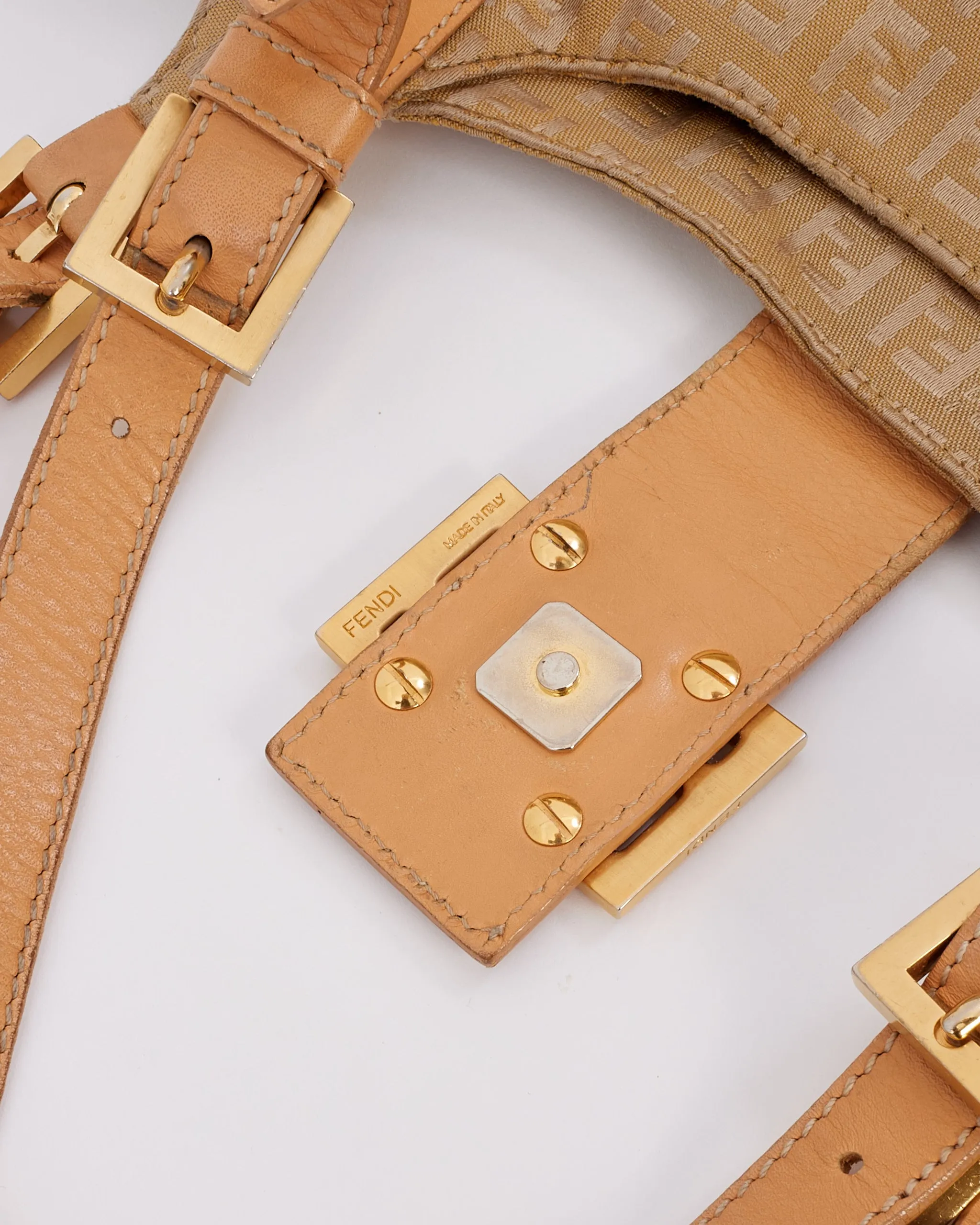 Fendi Beige Zucchino Print Canvas Shoulder Bag