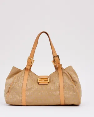 Fendi Beige Zucchino Print Canvas Shoulder Bag