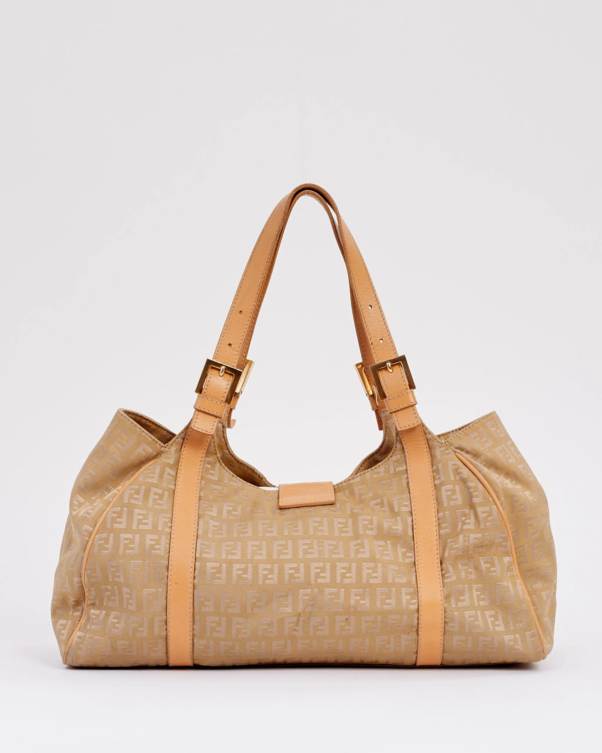 Fendi Beige Zucchino Print Canvas Shoulder Bag
