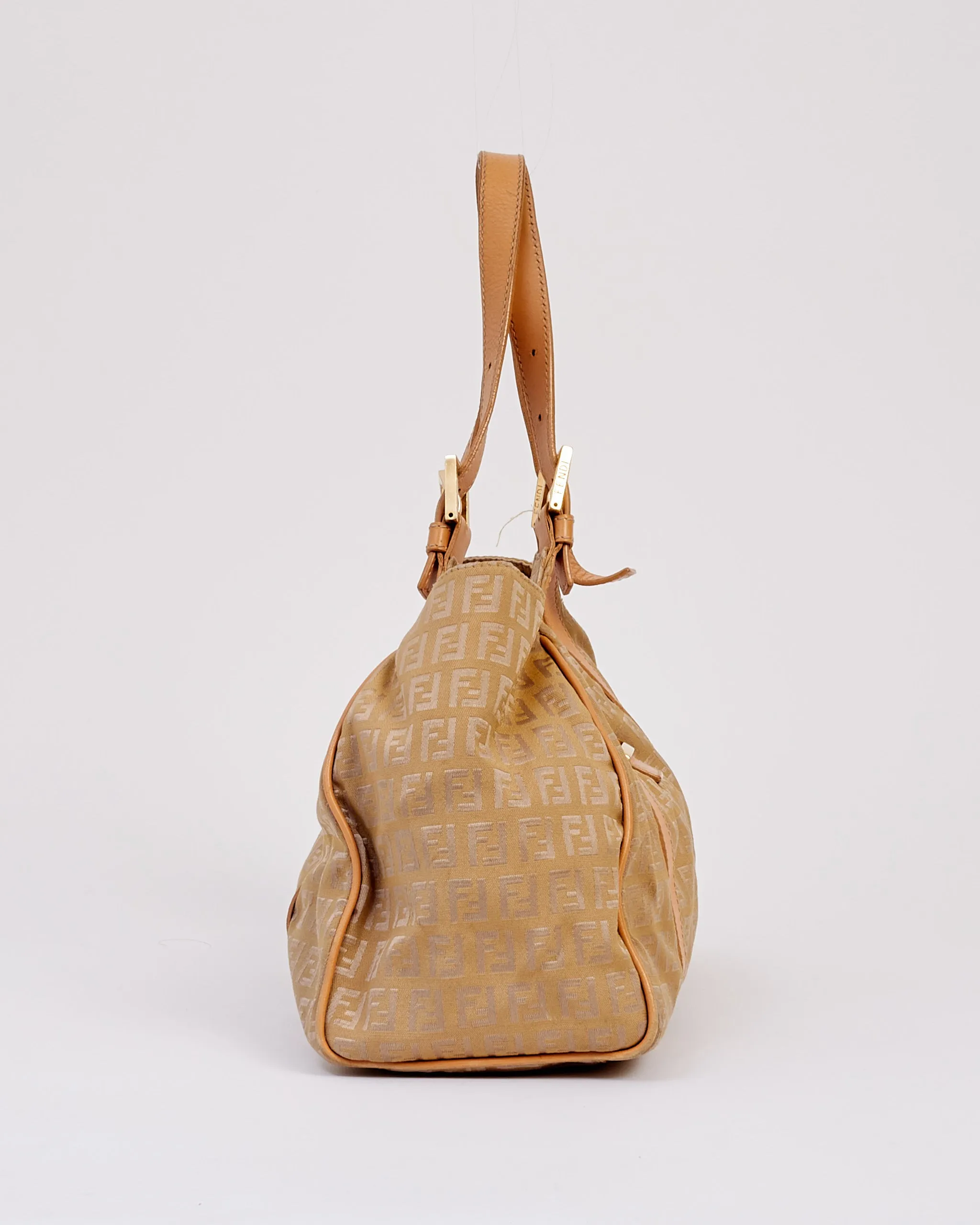 Fendi Beige Zucchino Print Canvas Shoulder Bag