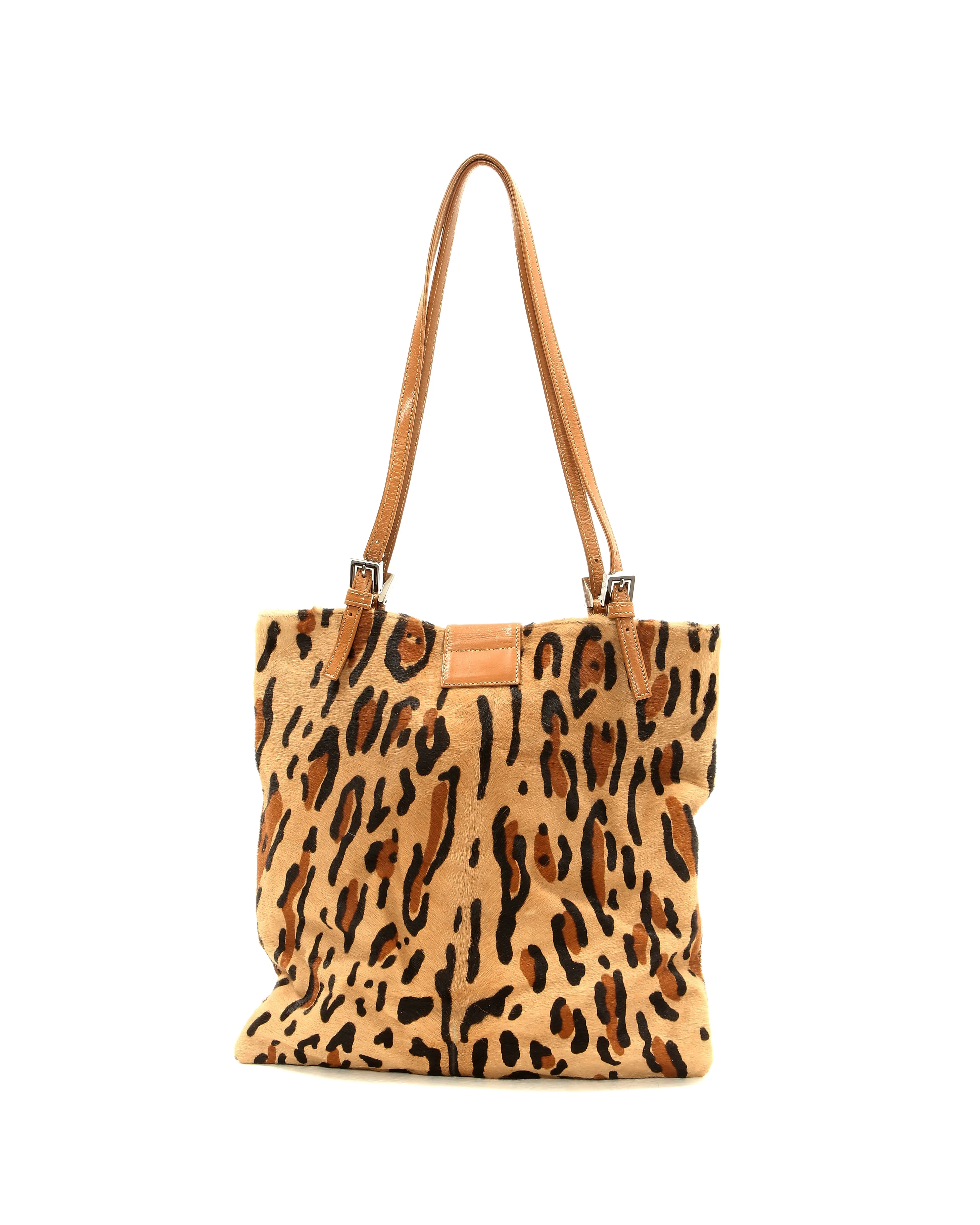 Fendi Brown Cheetah Print Pony Hair Tote Bag