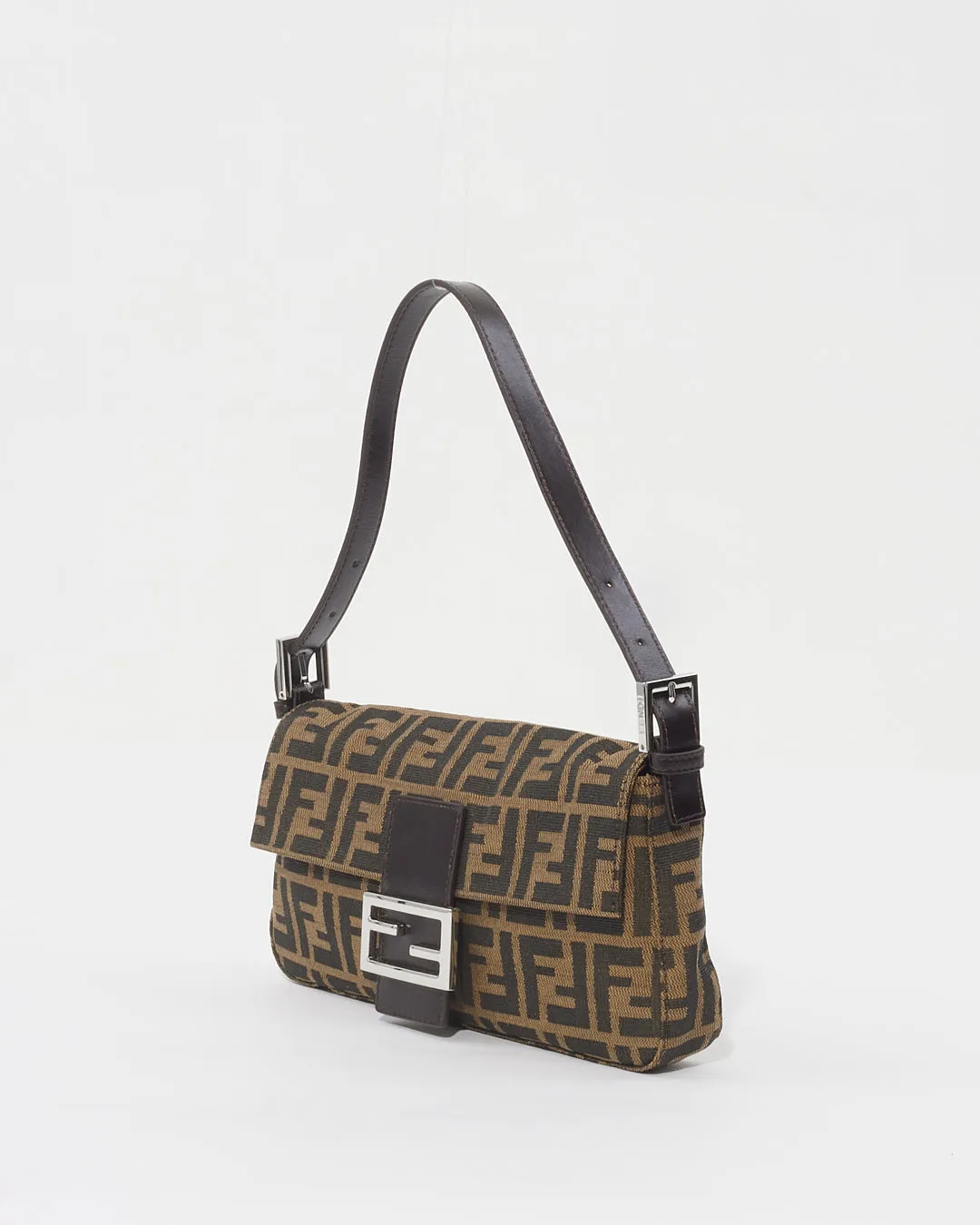 Fendi Brown Zucca Print Baguette Shoulder Bag