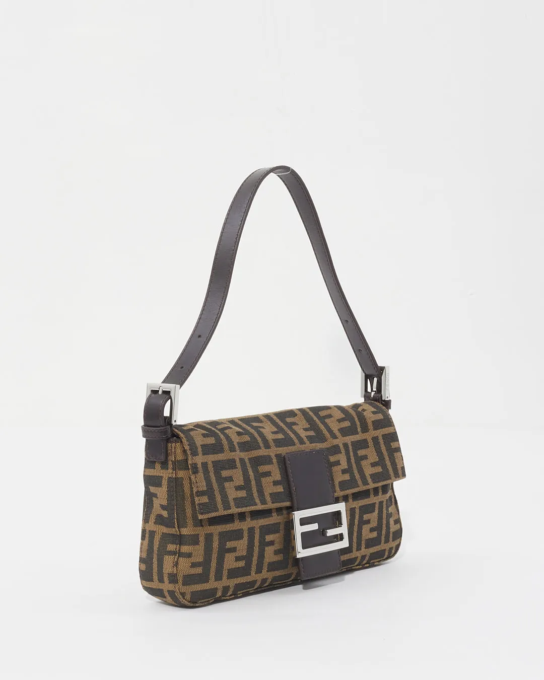 Fendi Brown Zucca Print Baguette Shoulder Bag