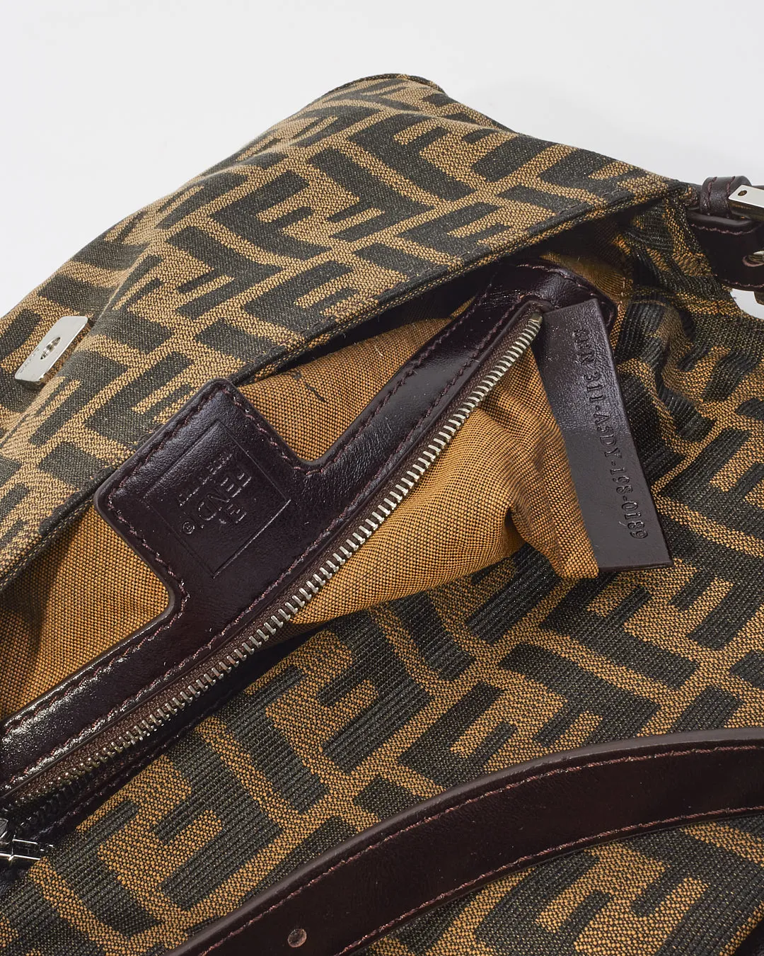 Fendi Brown Zucca Print Baguette Shoulder Bag
