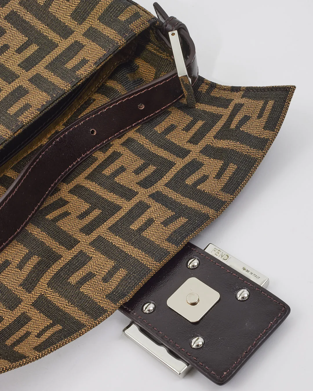 Fendi Brown Zucca Print Baguette Shoulder Bag