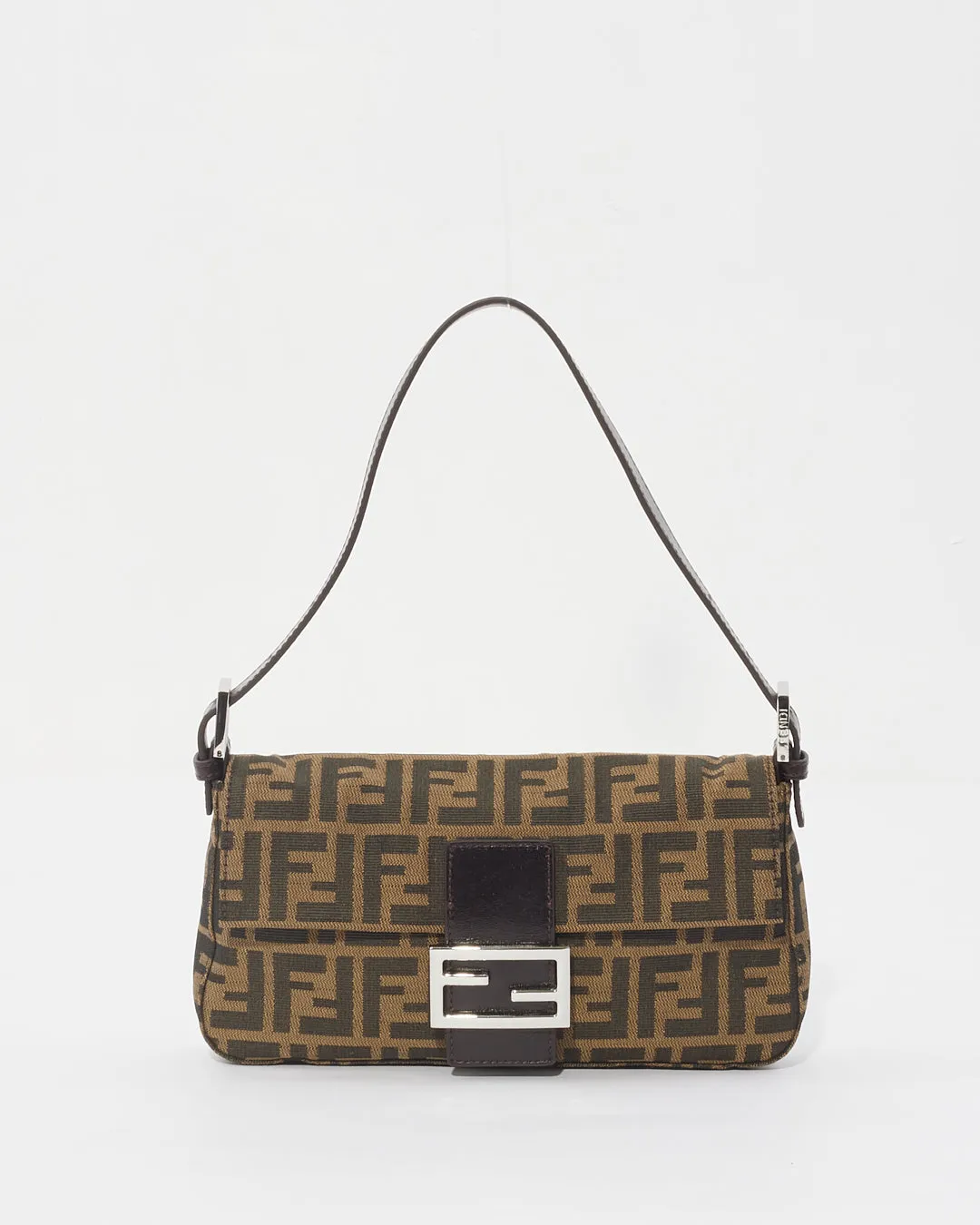 Fendi Brown Zucca Print Baguette Shoulder Bag