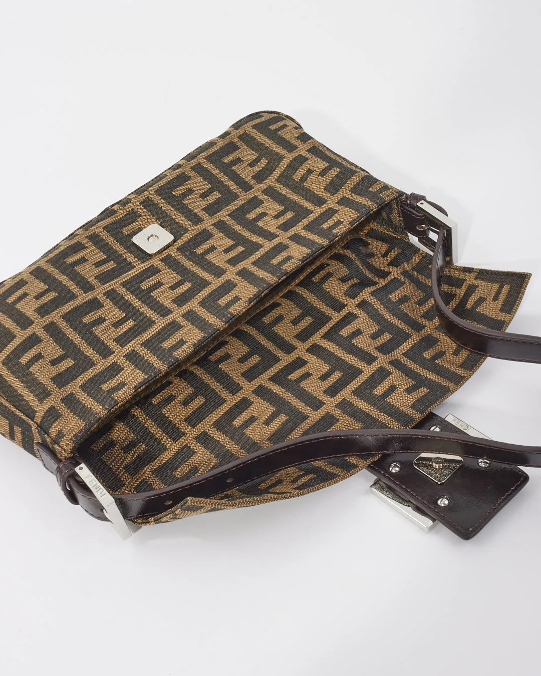 Fendi Brown Zucca Print Baguette Shoulder Bag