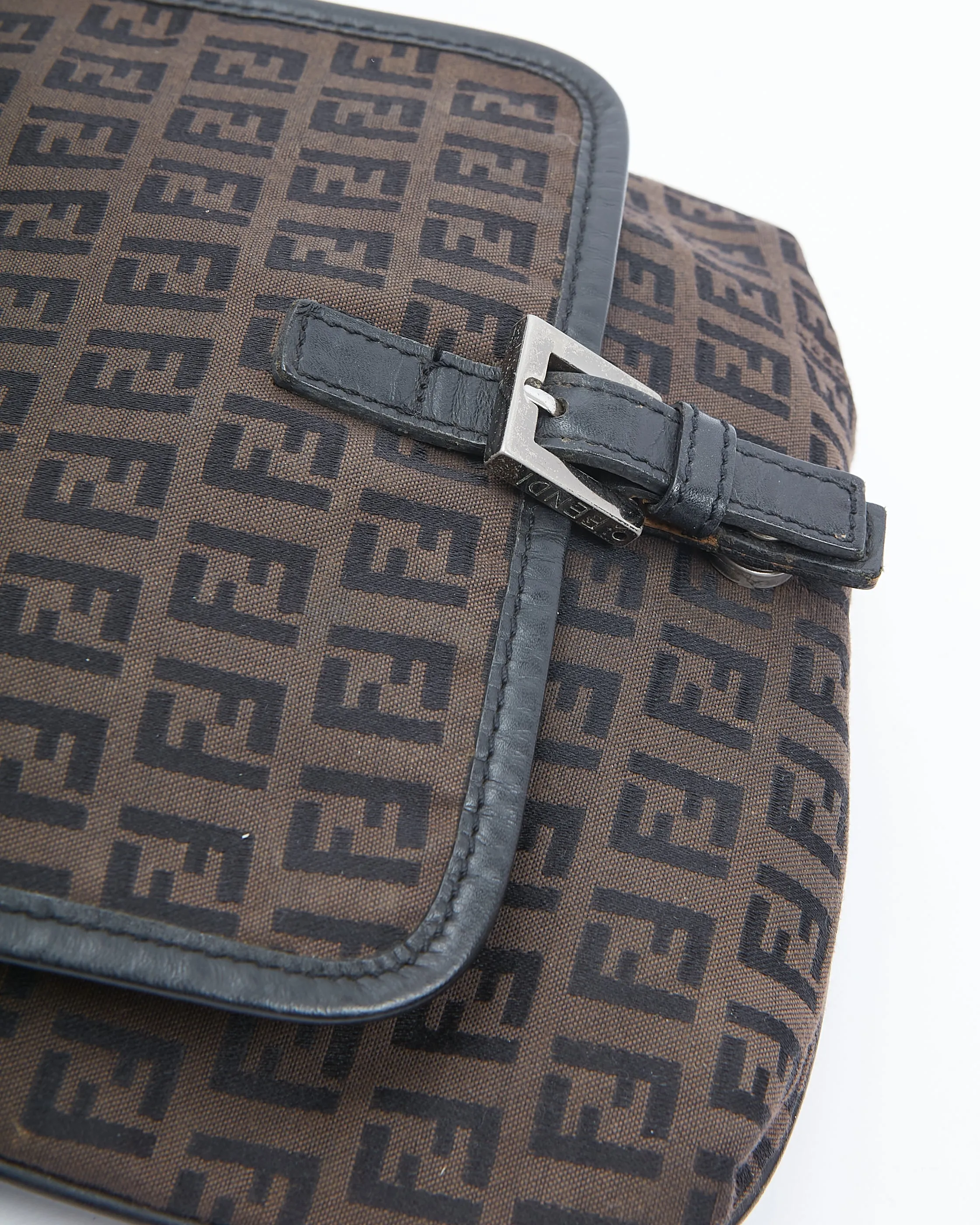 Fendi Brown Zucchino Canvas Shoulder Bag