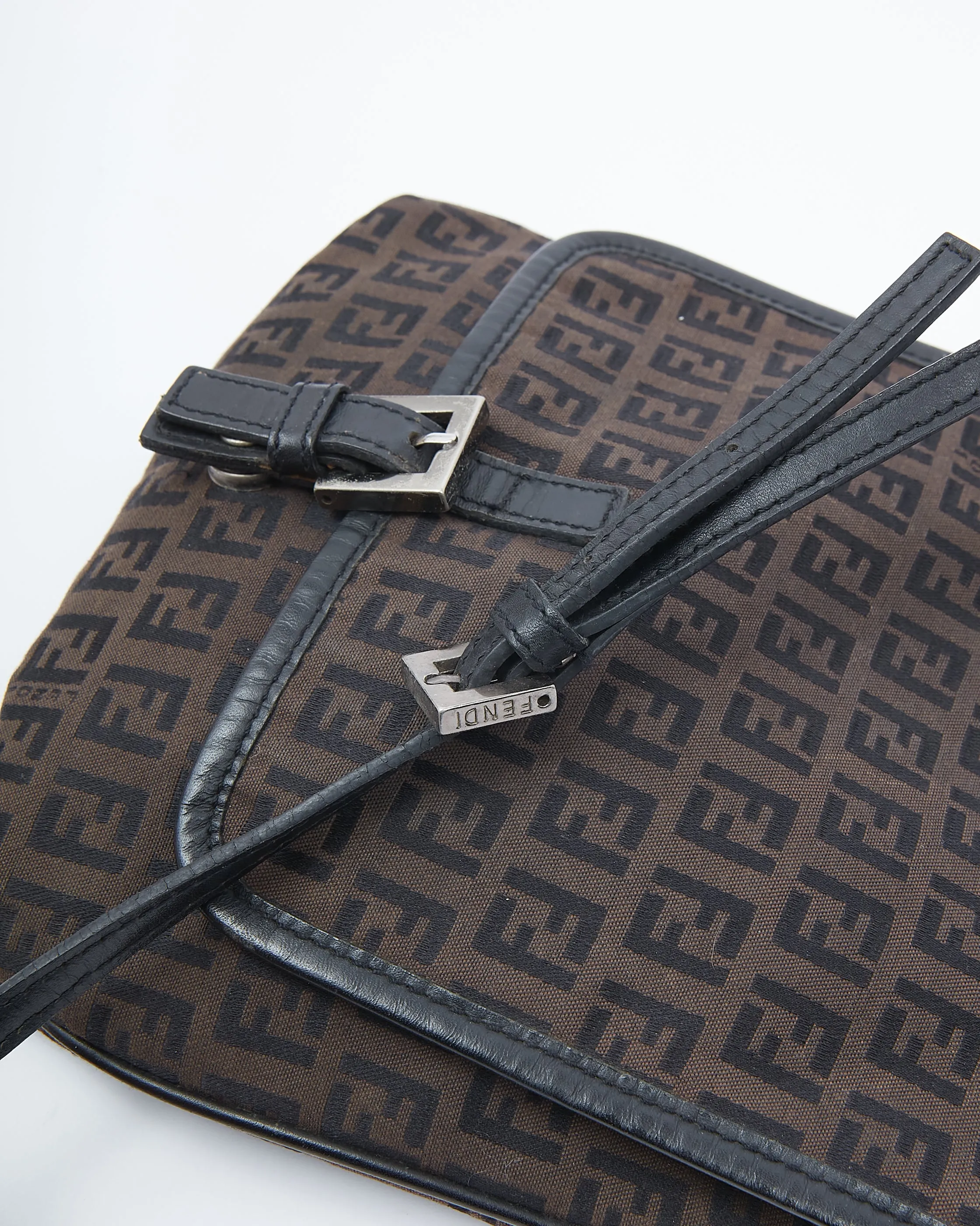 Fendi Brown Zucchino Canvas Shoulder Bag
