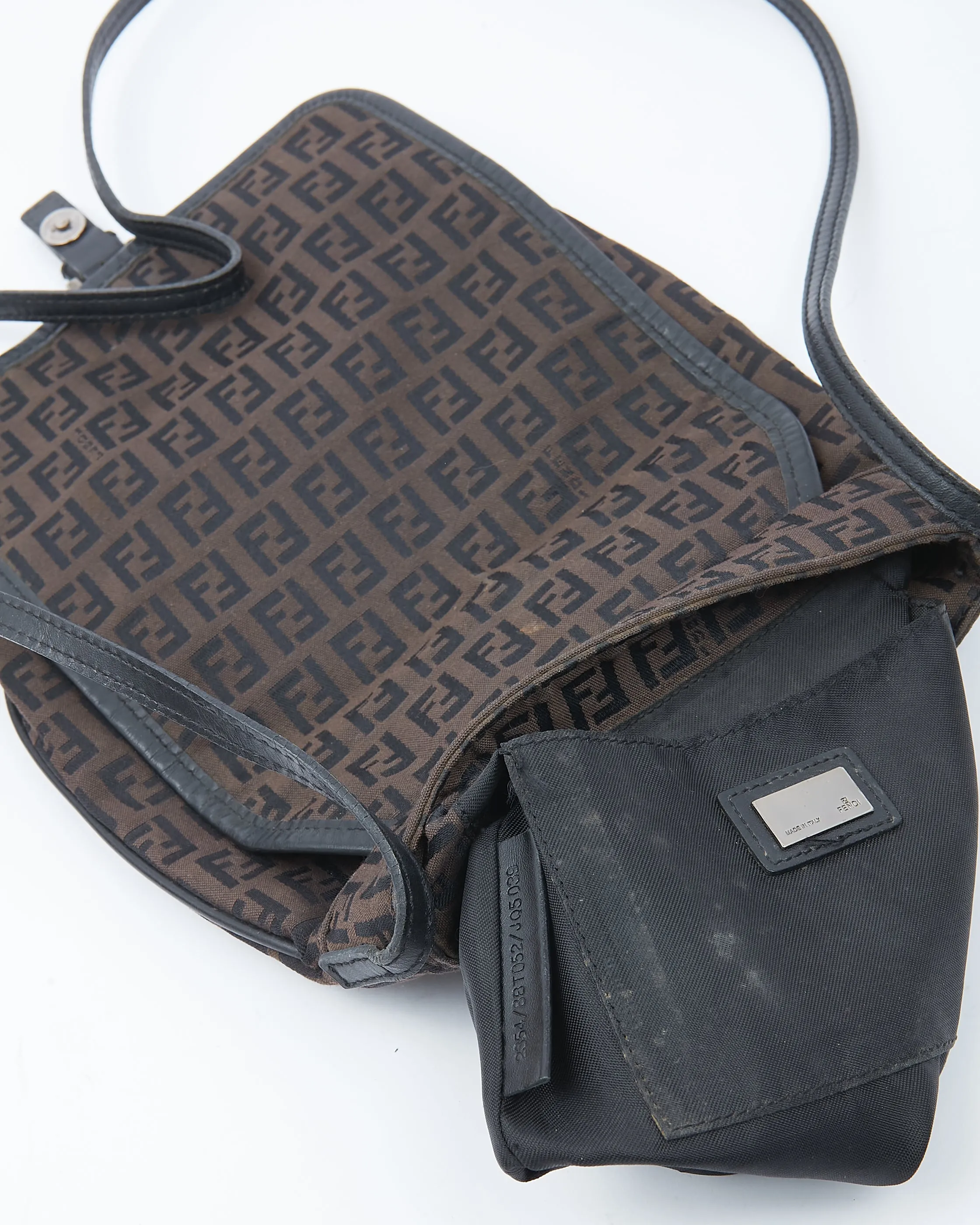 Fendi Brown Zucchino Canvas Shoulder Bag