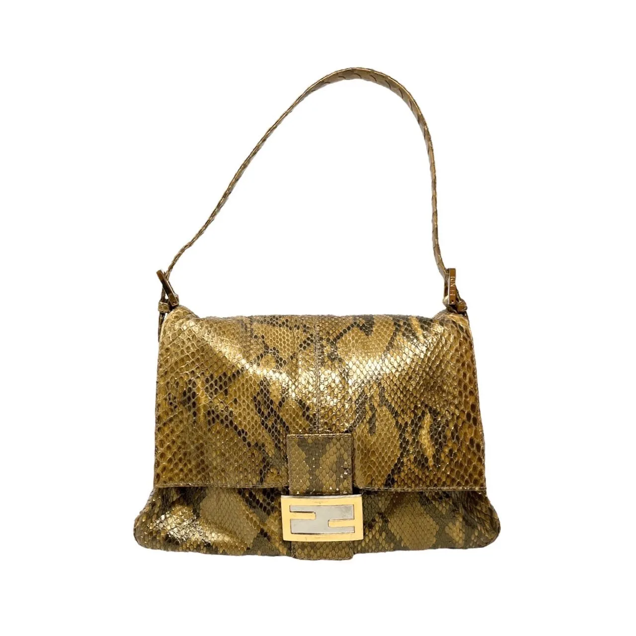Fendi Gold Snakeskin Shoulder Bag
