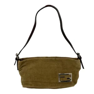 Fendi Tan Corduroy Minimum Shoulder Bag