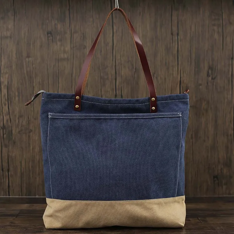 Flash Sale Canvas Tote Bag Canvas With Full Grain Leather Shoulder Bag Handmade Shopper Bag Beach Bag
