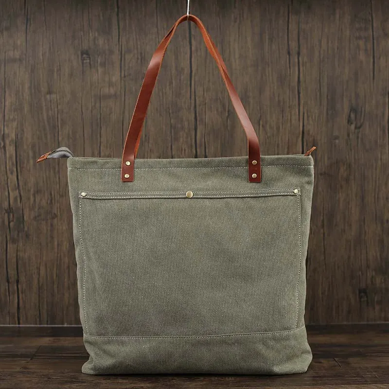Flash Sale Canvas Tote Bag Canvas With Full Grain Leather Shoulder Bag Handmade Shopper Bag Beach Bag