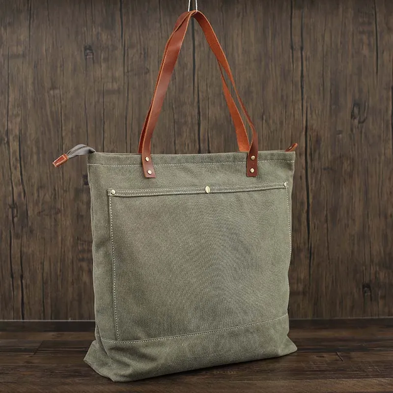 Flash Sale Canvas Tote Bag Canvas With Full Grain Leather Shoulder Bag Handmade Shopper Bag Beach Bag