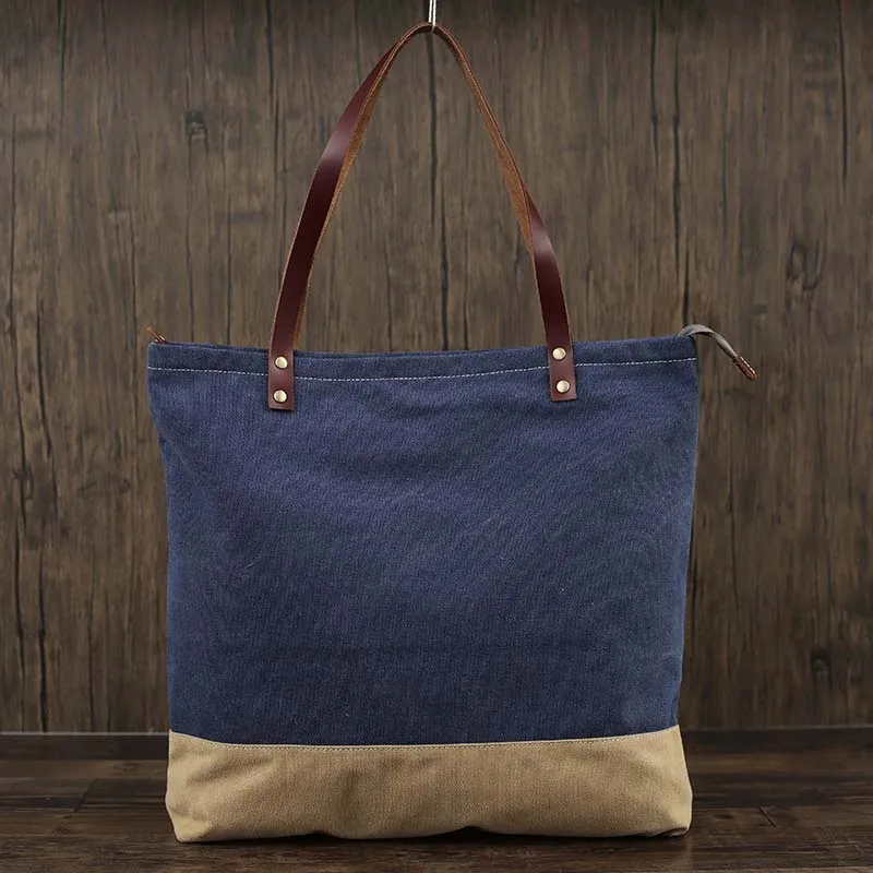 Flash Sale Canvas Tote Bag Canvas With Full Grain Leather Shoulder Bag Handmade Shopper Bag Beach Bag