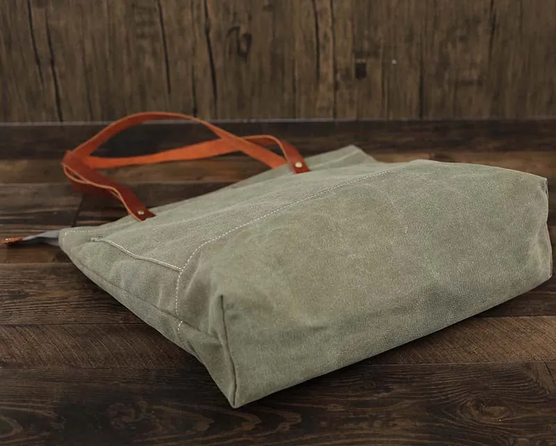 Flash Sale Canvas Tote Bag Canvas With Full Grain Leather Shoulder Bag Handmade Shopper Bag Beach Bag