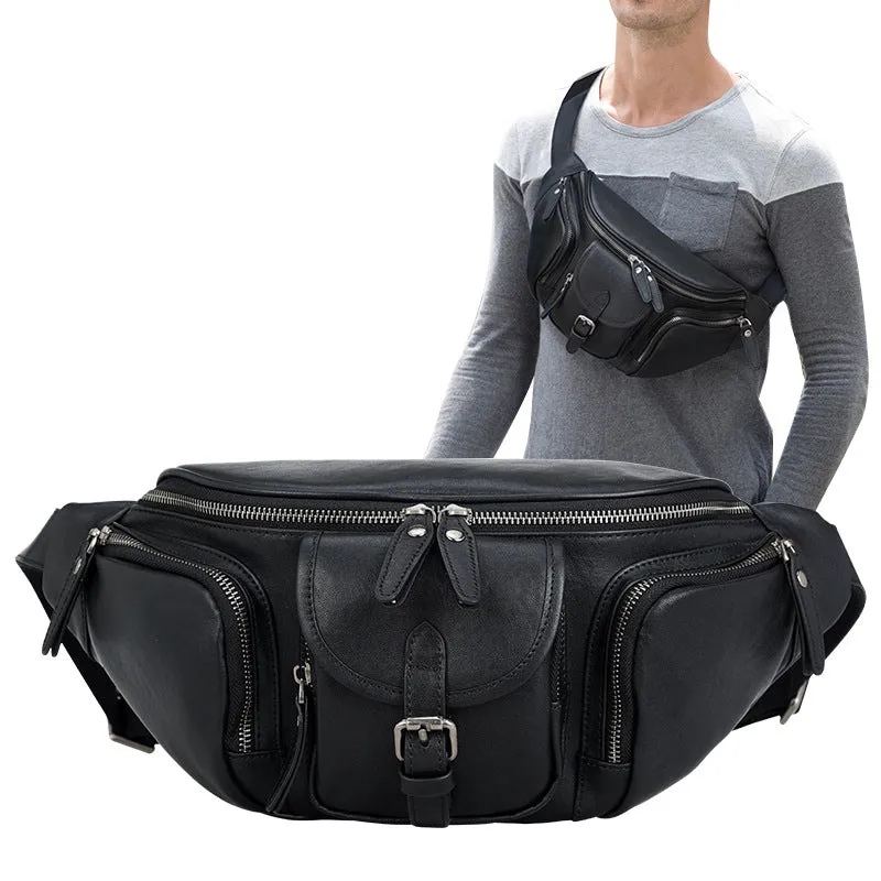 Full Grain Leather Crossbody Bag Retro Sling Bag Stylish Daily Pack Mens Leather Shoulder Bag Leather Chest Pack