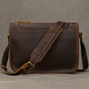 Full Grain Leather Mens Messenger Bag Handcrafted Leather Shoulder Bag Leather Satchel Bag Men Office Bag Work Briefcase