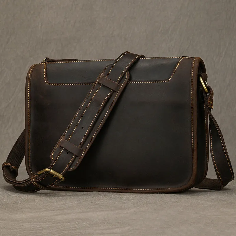 Full Grain Leather Mens Messenger Bag Handcrafted Leather Shoulder Bag Leather Satchel Bag Men Office Bag Work Briefcase