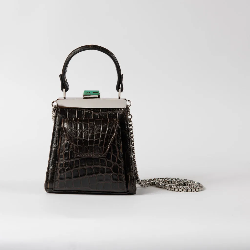 GAMA BROWN WITH PLATINUM CROCO BAG
