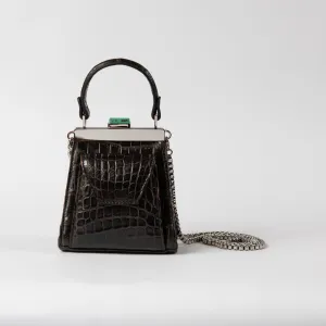GAMA BROWN WITH PLATINUM CROCO BAG