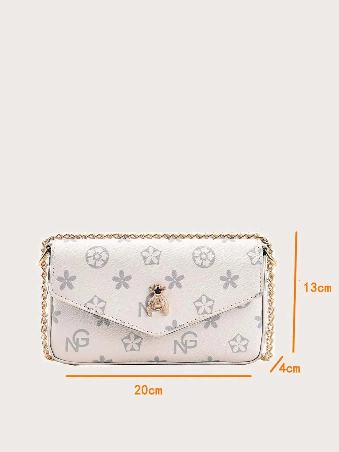 Geo Graphic Flap Baguette Bag - White