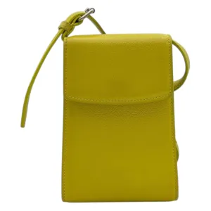 Ghost Crossbody Bag Small Yellow in Calfskin, Silver hardware