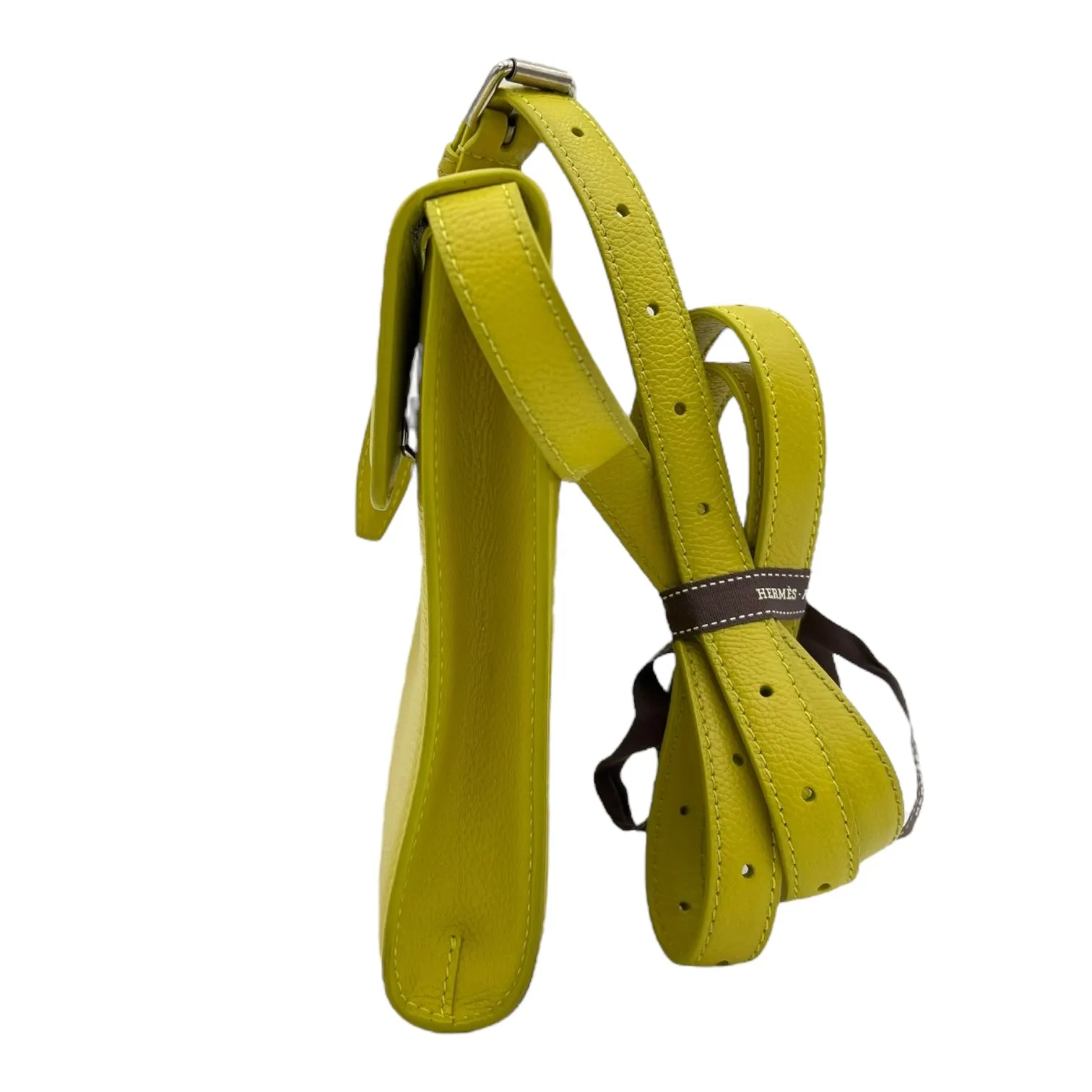 Ghost Crossbody Bag Small Yellow in Calfskin, Silver hardware