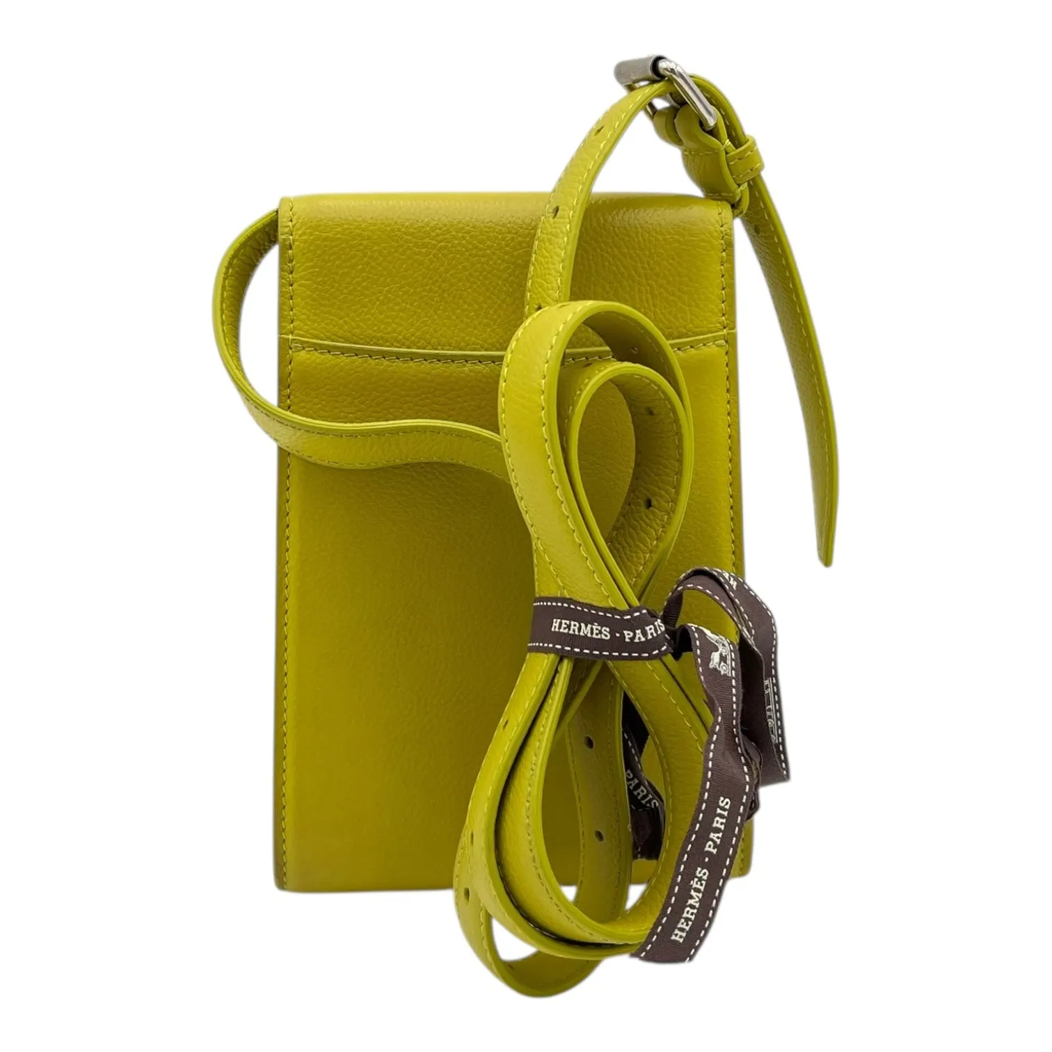 Ghost Crossbody Bag Small Yellow in Calfskin, Silver hardware