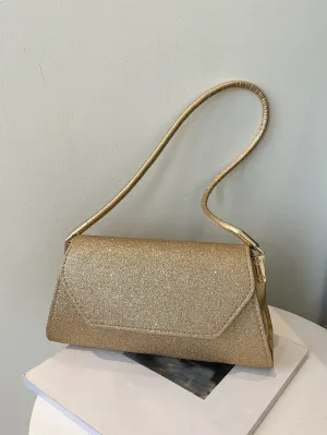 Glitter Flap Square Bag - Gold