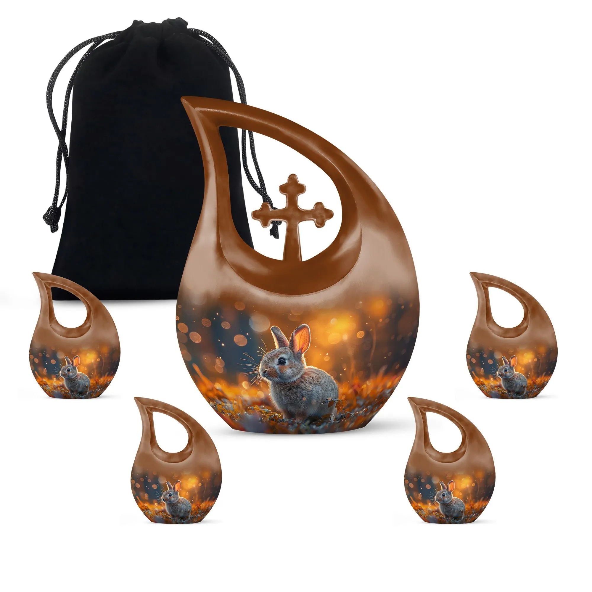 Golden Hour Bunny Memorial Cremation Urn For Ashes